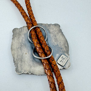 Braided brown leather cord with silver slide 