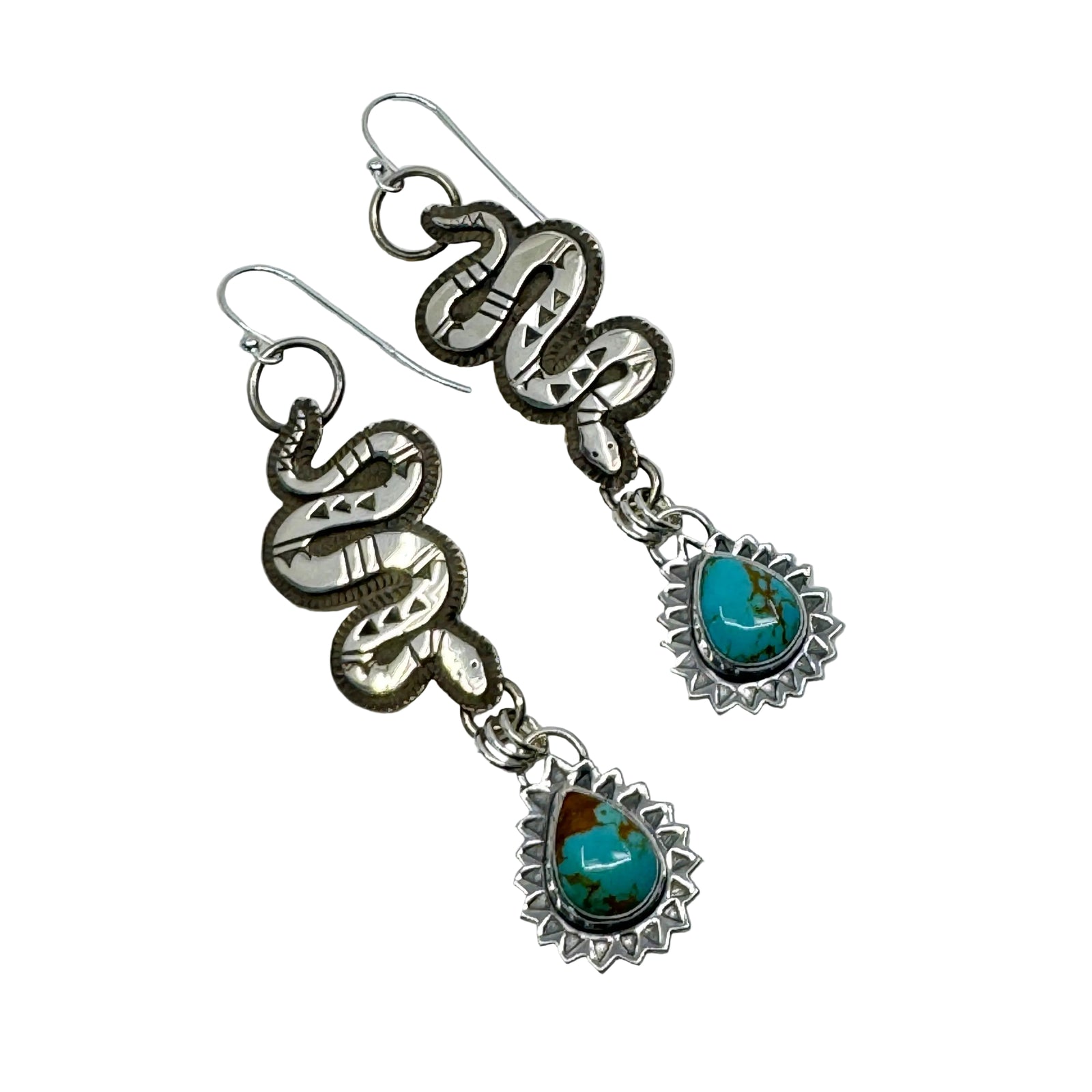Snake earrings with Manassa Turquoise